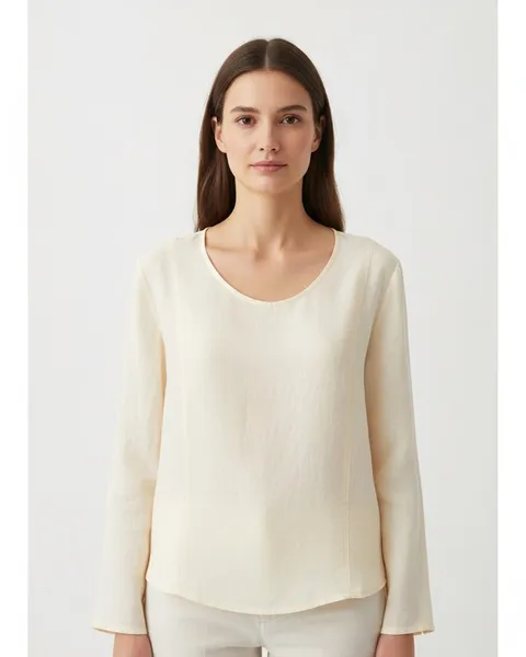 Ellis Blouse in Ivory, model shot on white