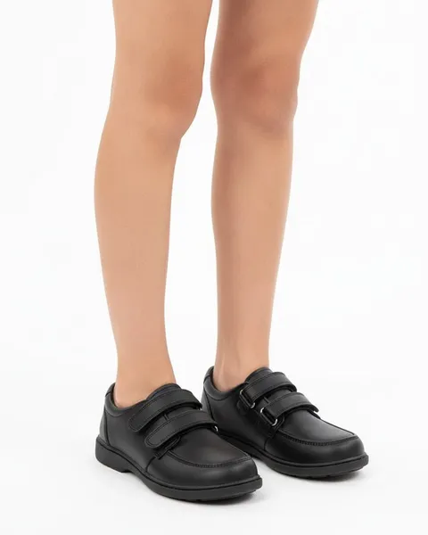 Rowan Kids School Shoe in Black, model shot on white