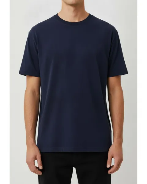 Hadley Crew Neck Tee in Navy, model shot on white
