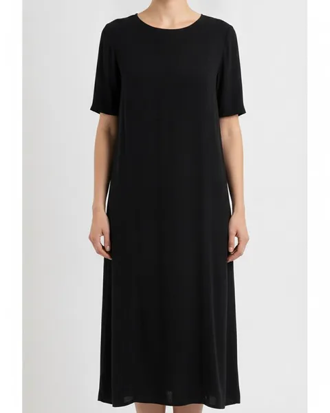 Bramley Midi Dress in Black, model shot on white