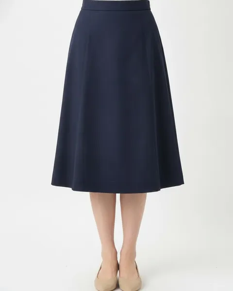 Dunley A-Line Skirt in Navy, model shot on white