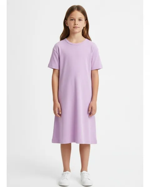 Alder Kids Day Dress in Lilac, model shot on white